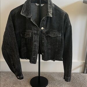 Black stonewashed crop jacket